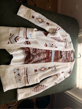 Warm & Cozy Lifestyle Southwestern Plush Cardigan Women’s Size Large
